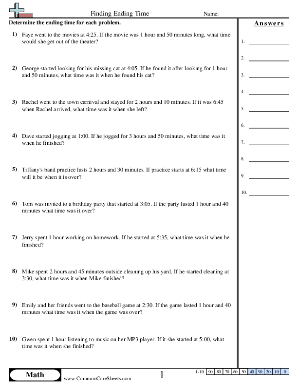 Word Problems worksheet